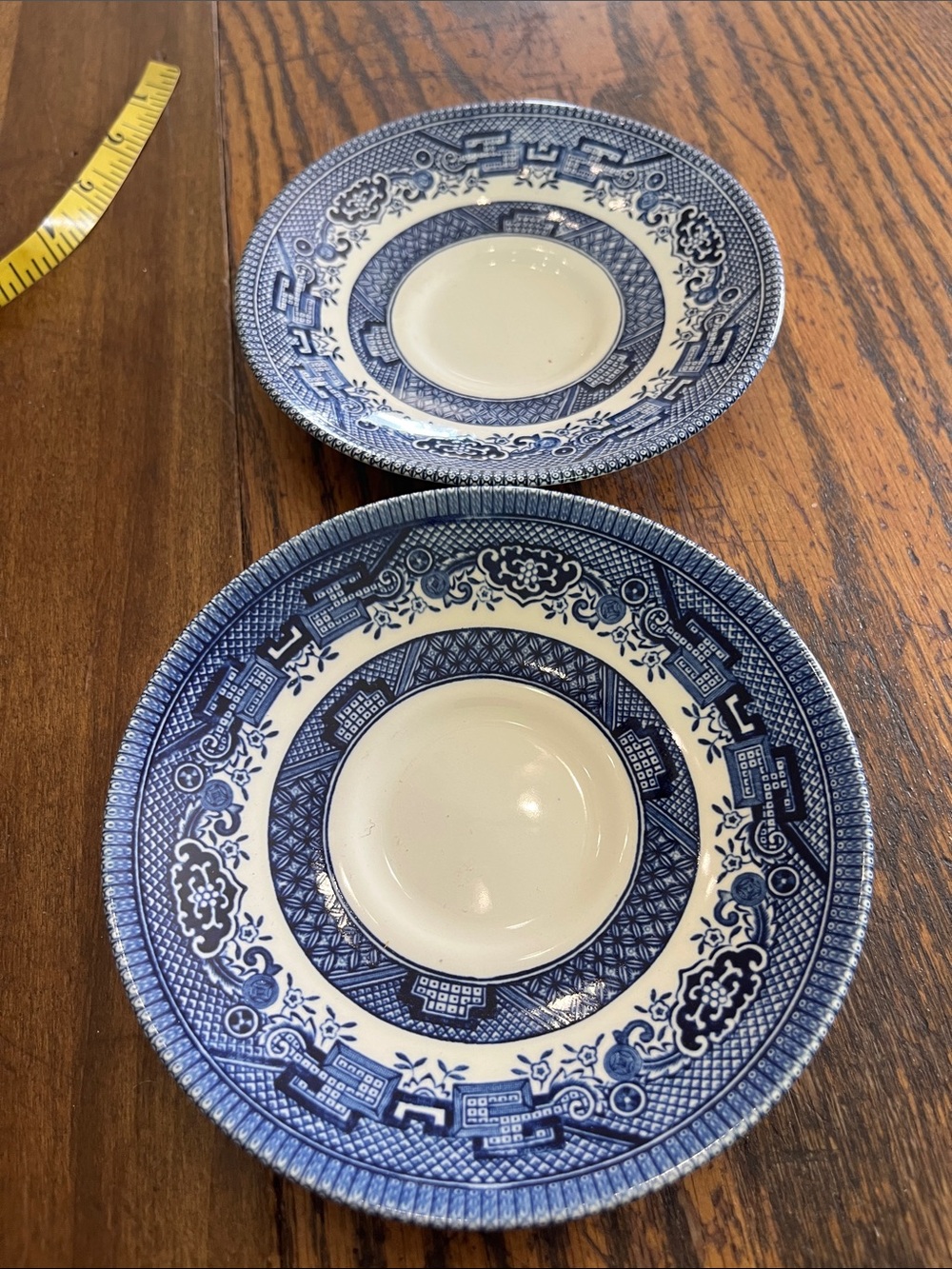 Vintage Churchill blue Willow Blue and white saucers ( Set of 2)